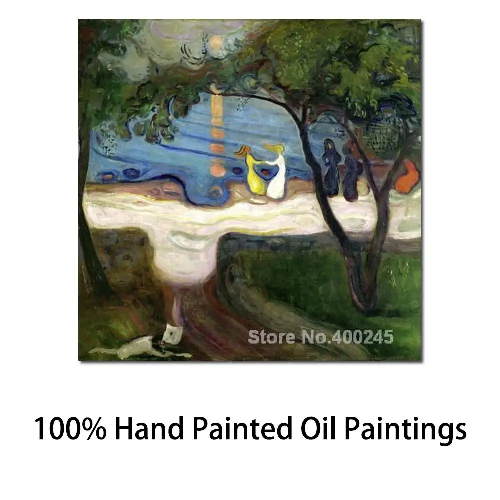 

Abstract Landscape Canvas Wall Art The Dance on The Shore Edvard Munch Paintings Hand Painted High Quality Home Decoration