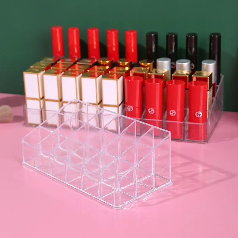 Clear 12/18/36 Grid Lipstick Stand Case Makeup Organizer Storage Box Lipstick Display Holder Cosmetic Jewelry Organizer Box