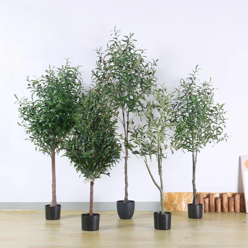 

--Newest Indoor Artificial Olive Tree Bonsai Plastic Silk Leaf Olive Plants Ornamental Olive Tree Decorative