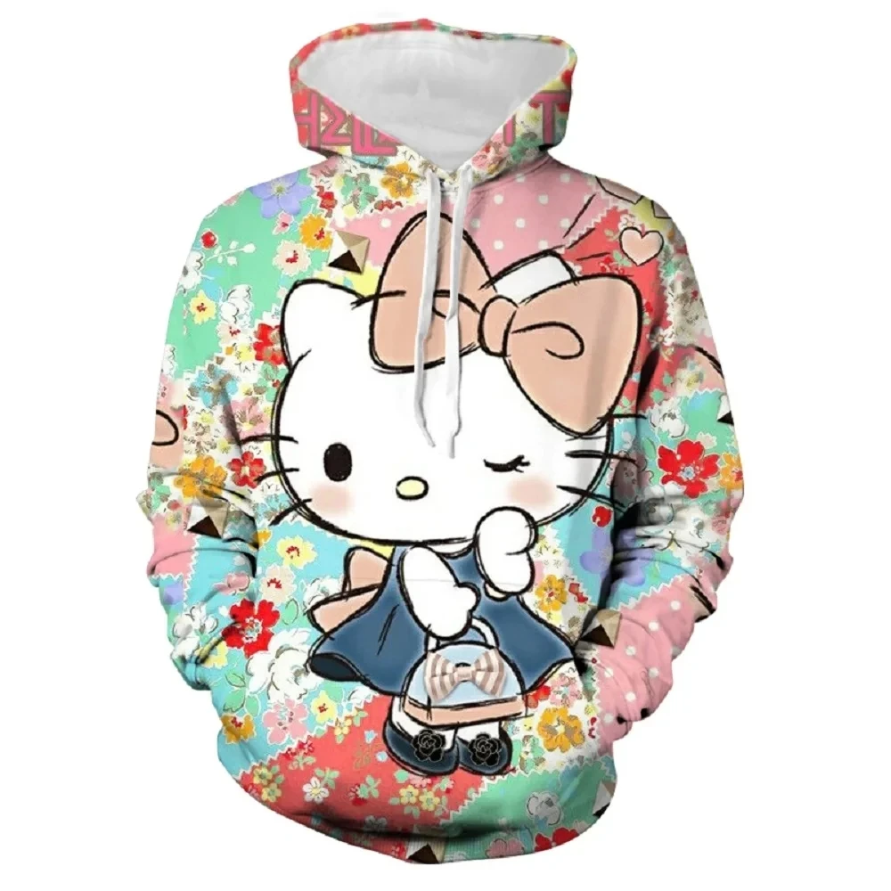 MINISO Kids HELLO KITTY Hoodie Autumn Winter Coat With Hat Adult Fashion Hooded Clothing Boys Girls Sanrio Streetwear Outfit