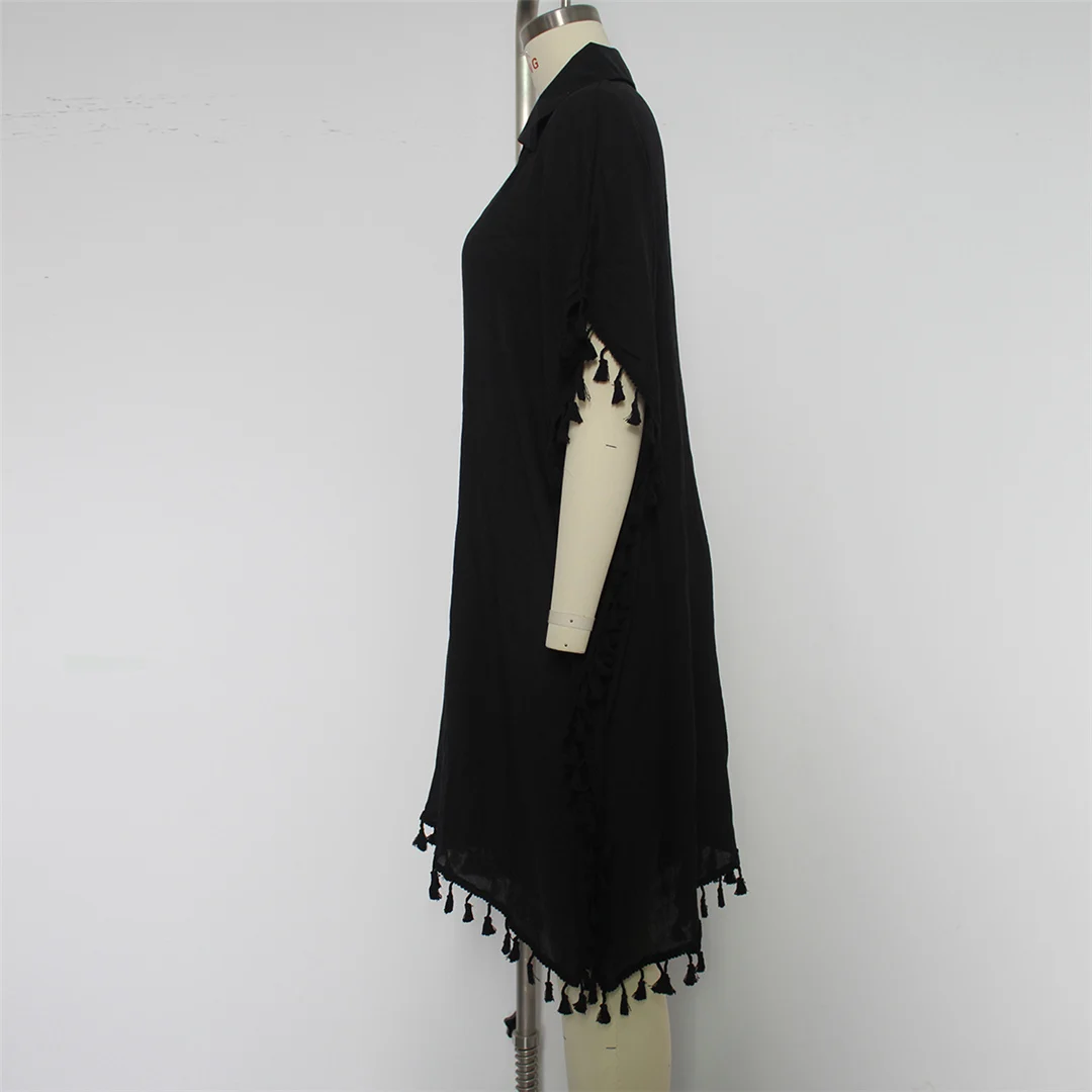 5 Farben, Quasten, halblange Ärmel, gehäkelte Tunika, Strandkleid, Strandmode, Damen, V8522 – Detail 19