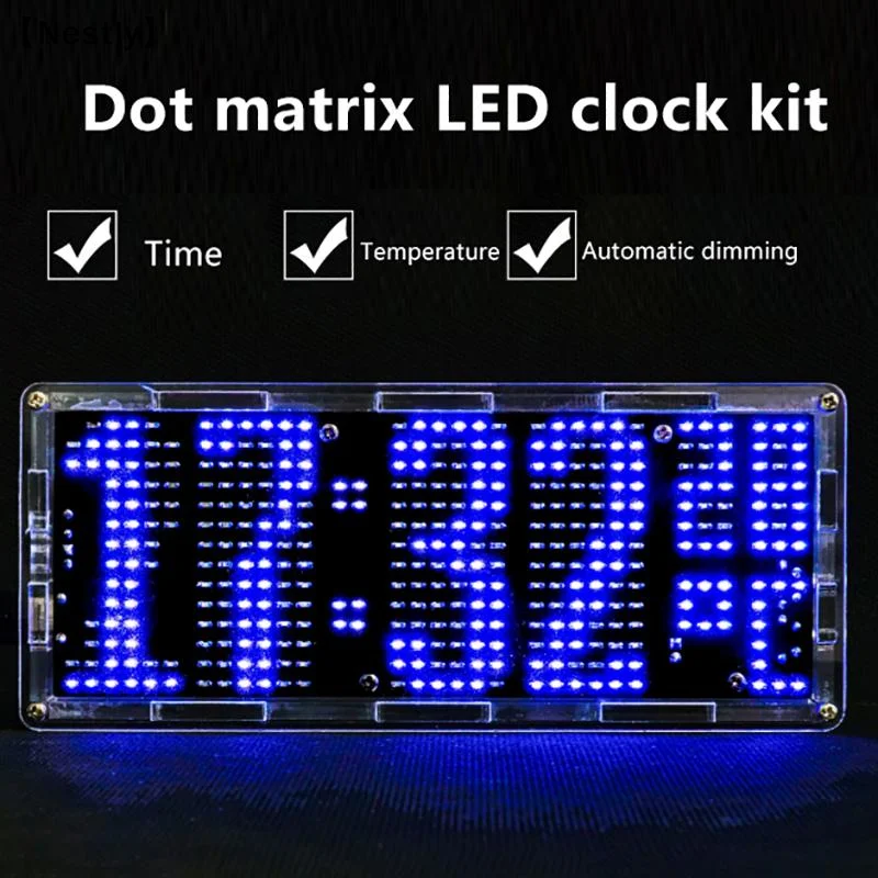 LED Dot Matrix Digital Clock Kit With Auto Brightness Time Temperature Soldering Practice Kit DIY Electronics Project〔Nest〕