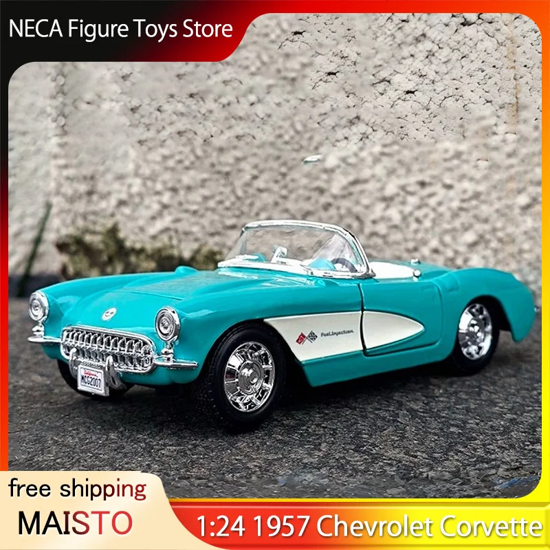 

Maisto 1:24 1957 Chevrolet Corvette, литая под давлением модель из сплава, классическая копия спортивного автомобиля, имитация статического дисплея, коллекционная игрушка