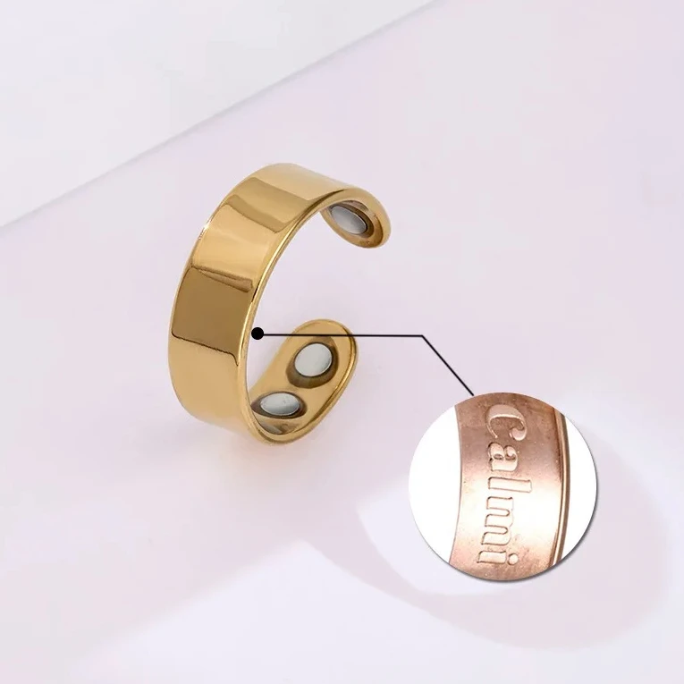 Calmi Ring, Anti Snoring Ring, Titanium Steel Rings with Ultra Strength Magnets, Health Jewelry Gifts for Anxiety Reduction