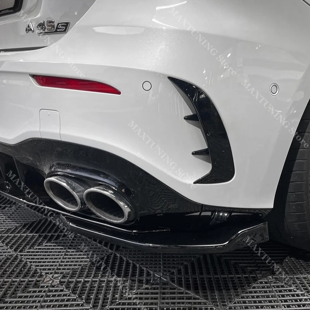 

Для Mercedes Benz A Class W177 A35 A45 AMG Hatchback 2019-2023 глянцевый черный задний бампер боковой сплиттер Canard спойлер украшение