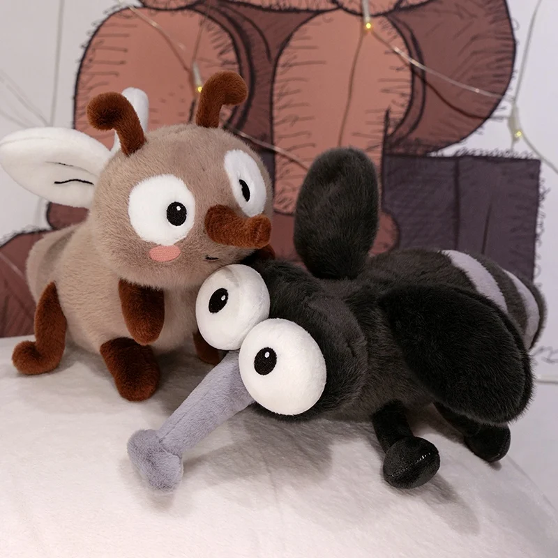 Wholesale Summer Mosquito Plush Toys  Cute Stuffed Bugs with Angry Face Fluffy Dolls for Room Decor Children's Birthday Gifts