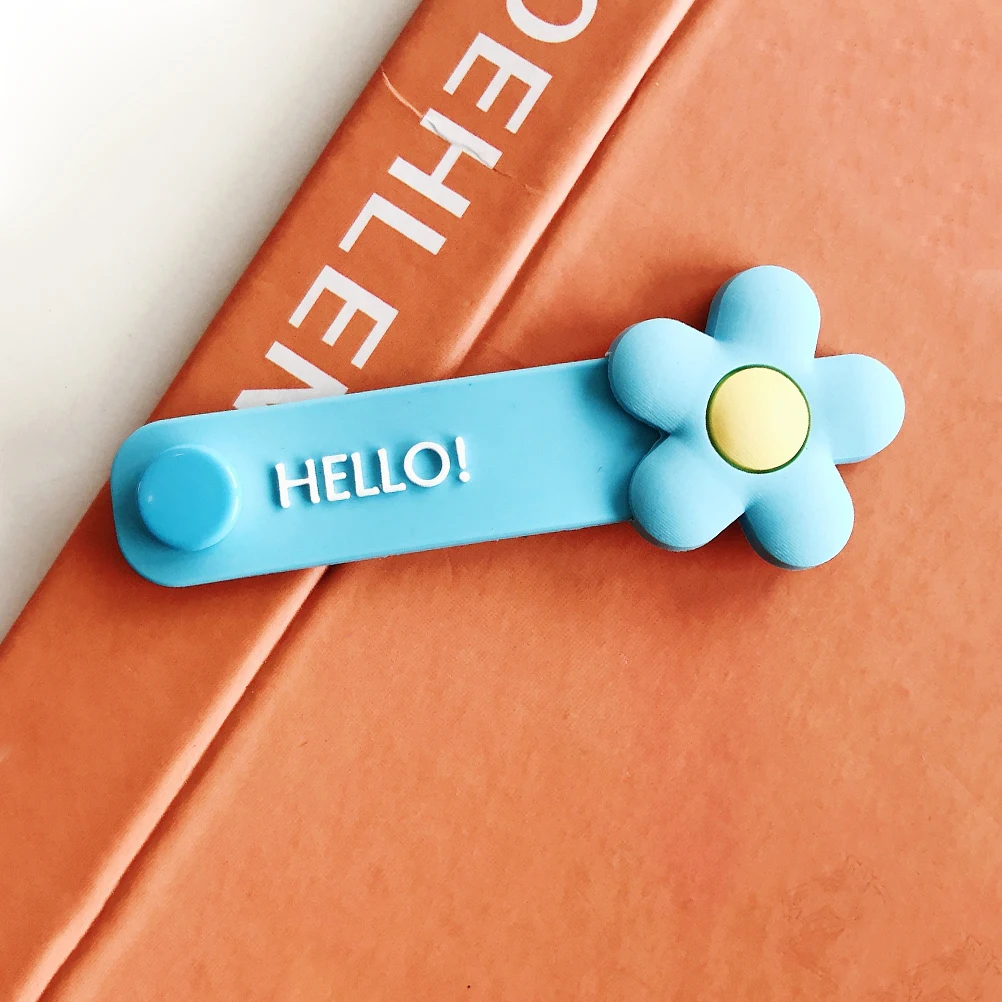 2 قطعة منظم كابلات الزهور صديق للبيئة من السيليكون لسطح المكتب لسماعات الرأس وكابلات USB للاستخدام المنزلي والمكتب باللون الأزرق #1