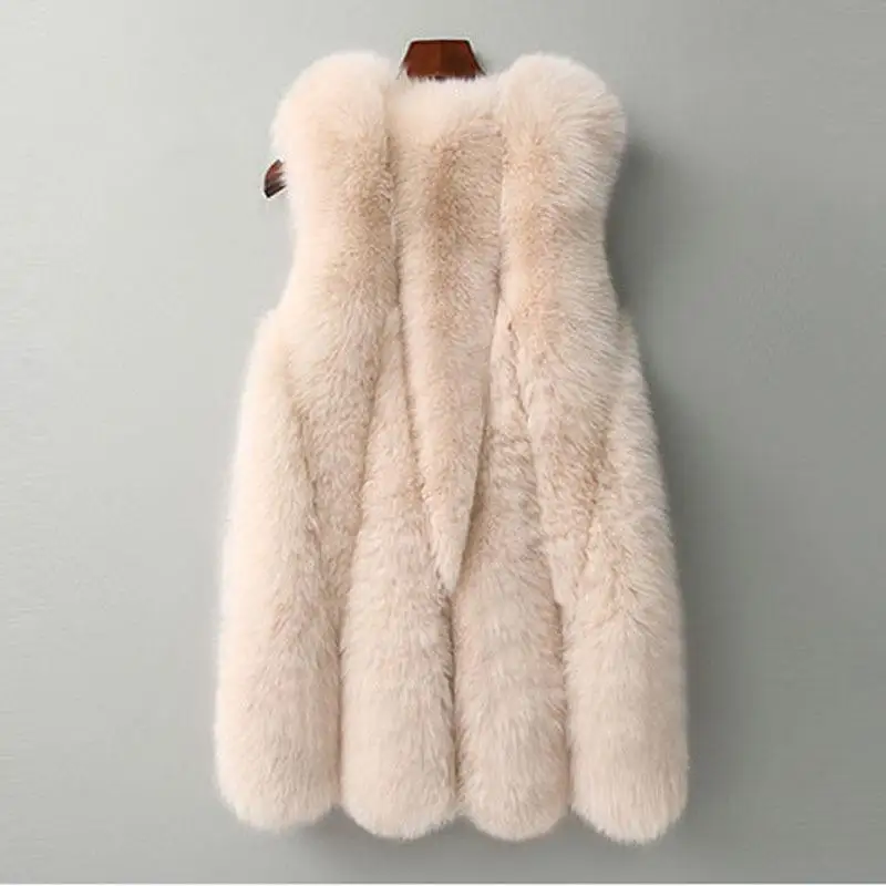 Long Faux Fur Vest Fluffy New Arrival Jacket Plus Size Women Slim Fake Fur Coats High Quality Artificial Fur Gilet Jacket Teddy