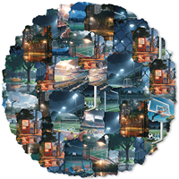 40pcs of Rainy Night Stadium Photo Pattern Stickers for Laptop Luggage Album Phone Cases Diy Decor Toy Stationery Stickers