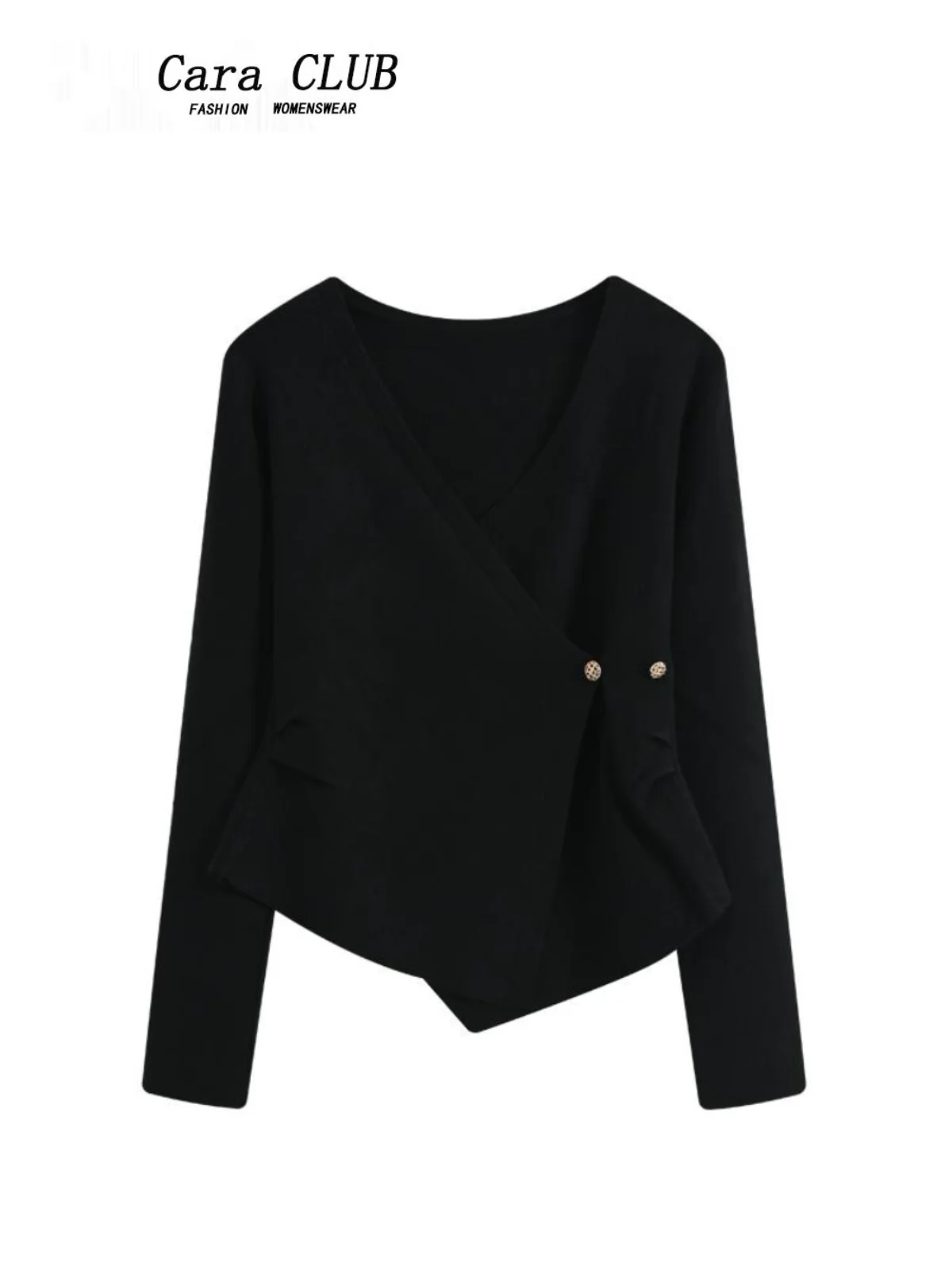 

CaraCLUB plus Size Long Sve Knitwear Women's Autumn Winter Casual Loose Fit V-Ne Top Belly Concealing Slimming Effect