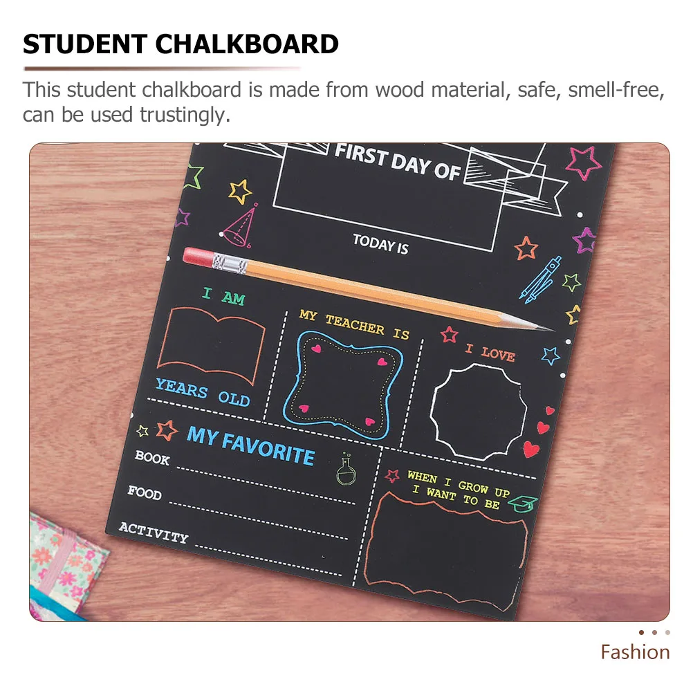 مجموعة واحدة من لافتة سبورة السبورة في اليوم الأول، مادة خشبية مزدوجة الجوانب، آمنة لتزيين الفصول الدراسية في رياض الأطفال والمدرسة المنزلية