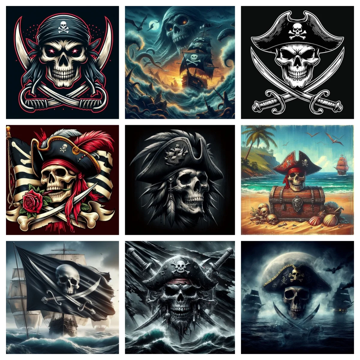 

Pirate Skull Logo DIY Diamond Painting Marine Culture 5D Gem Embroidery Cool Hand Home Decor Creative Gift