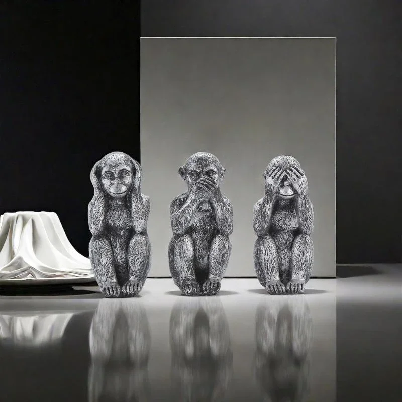 Elegant Three Wise Monkeys Figurines Decorations See no Hear no Speak no Evil view 5