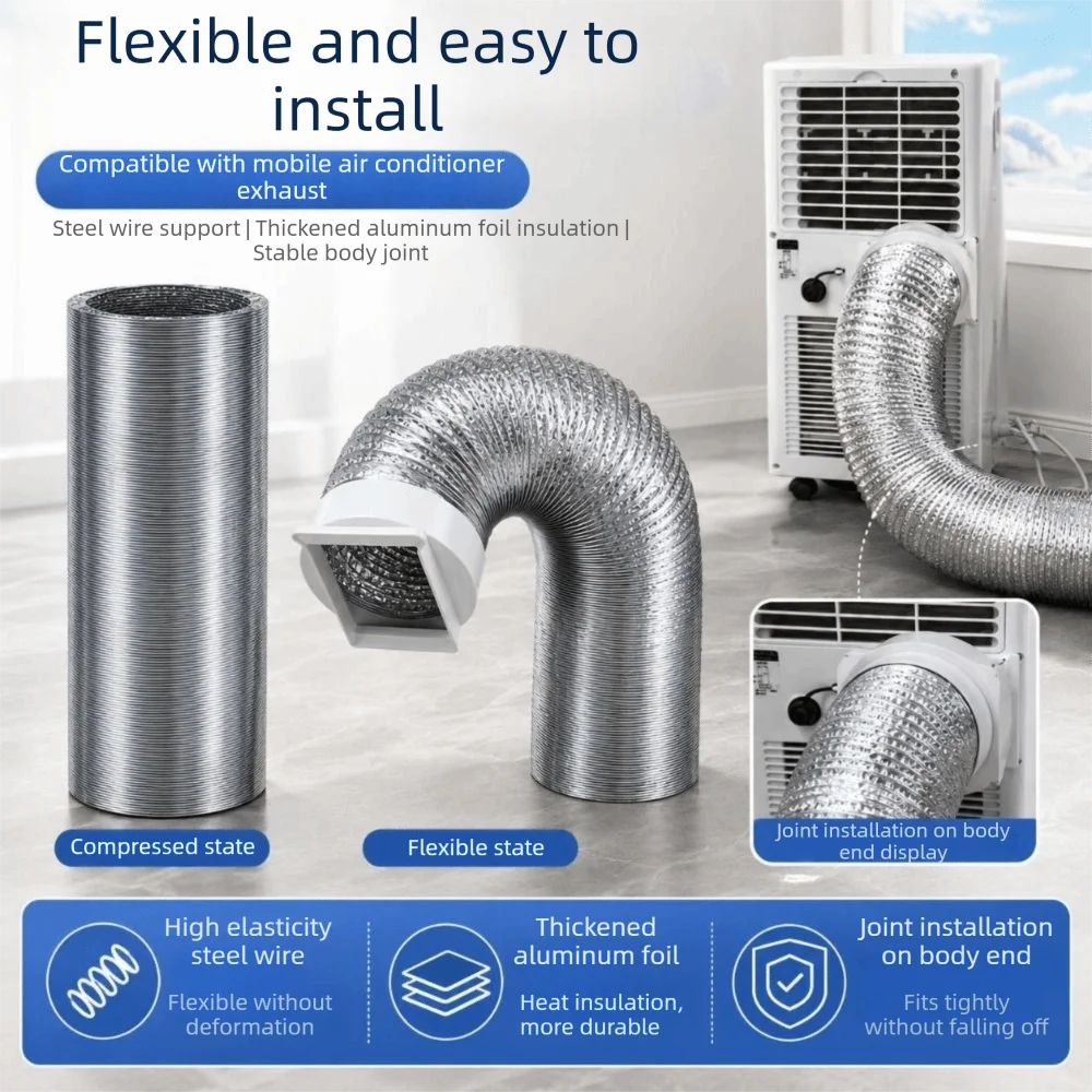 Duct Aluminum Foil Exhaust Hose Insulated Heavy Duty Replacement Tube Anti Heat Flexible AC Exhaust Hose Home Use