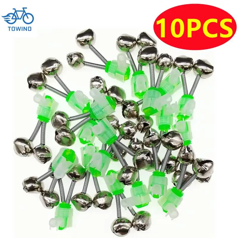 10PCS Rod Tip Clamp Fishing Pole Fish Bite Lure Alarm Alert Twin Bell Ring Clip Fishing Bells Fishing Accessory Gifts 2023