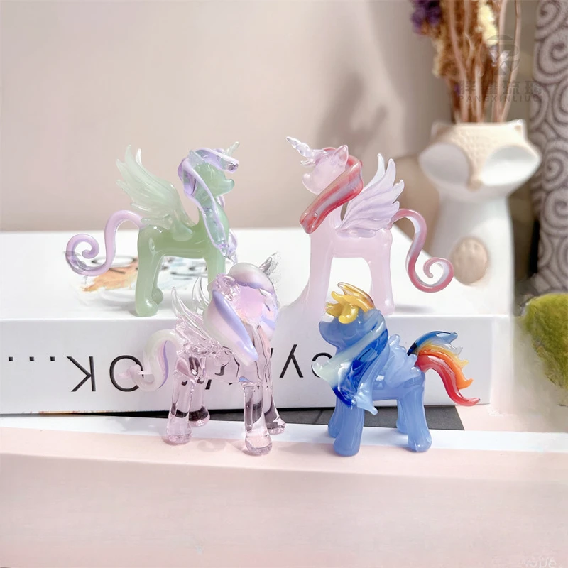 

Cartoon Unicorn Colored Glaze Figurines Handmaking Magic Unicorn Miniatures High Quality Home Decoration Creative Gifts for Kids