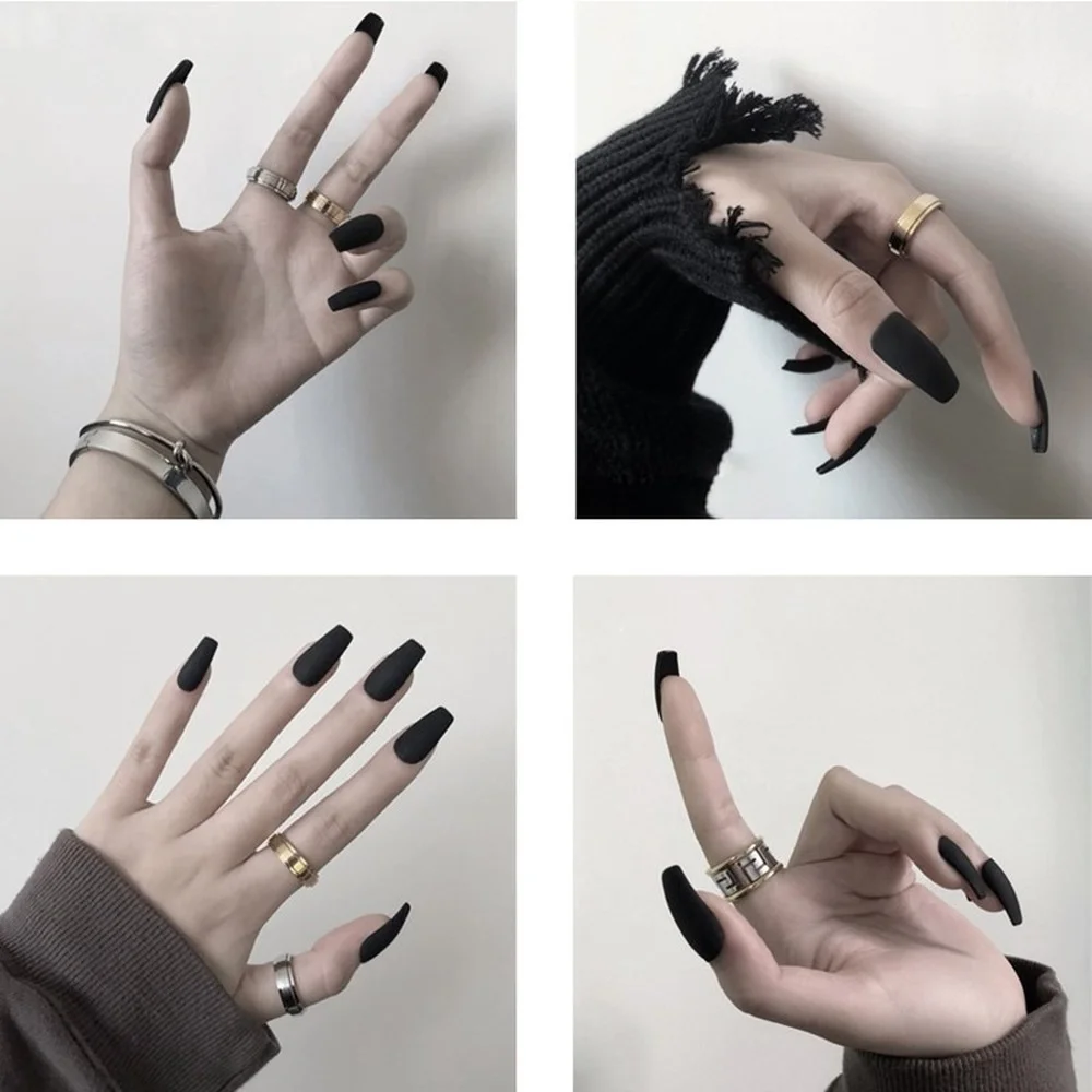 

Matte Red Black White False Nails with Nail Extension Fingernails Fake Nail Supplies for Professionals