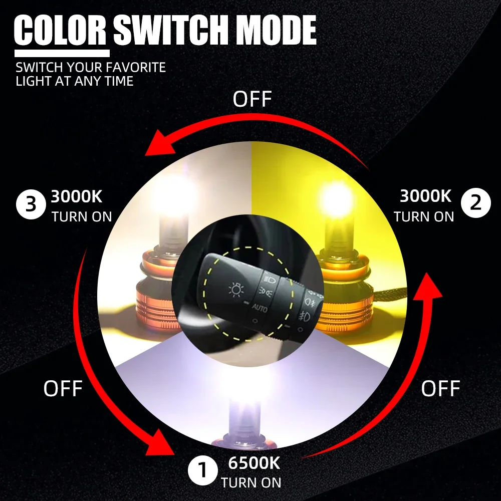 H7 LED-koplamp Mistlamp Halogeen Vervanging Auto H4 LED-lampen 6500K 4300K 3000K 3 kleuren Koplampen H3 9005 HB3 9006 800W