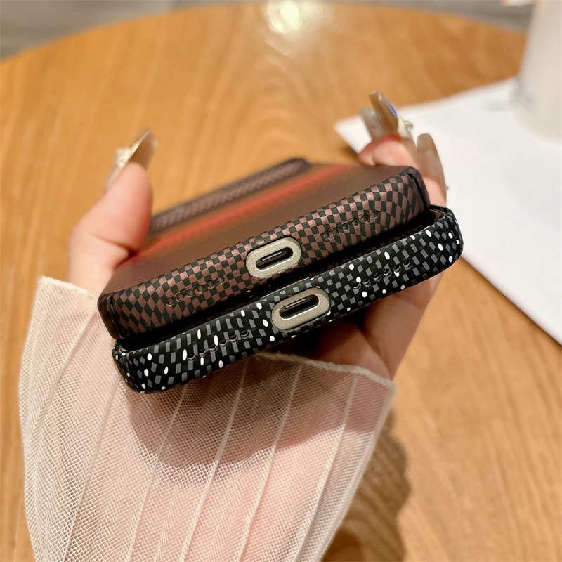 Ultra Thin Carbon Fibre Kevlar Pattern For Magsafe Magnetic Case For iPhone 17 Air 16 15 14 Plus 13 12 11 Pro Max PC Hard Cover - Image 6