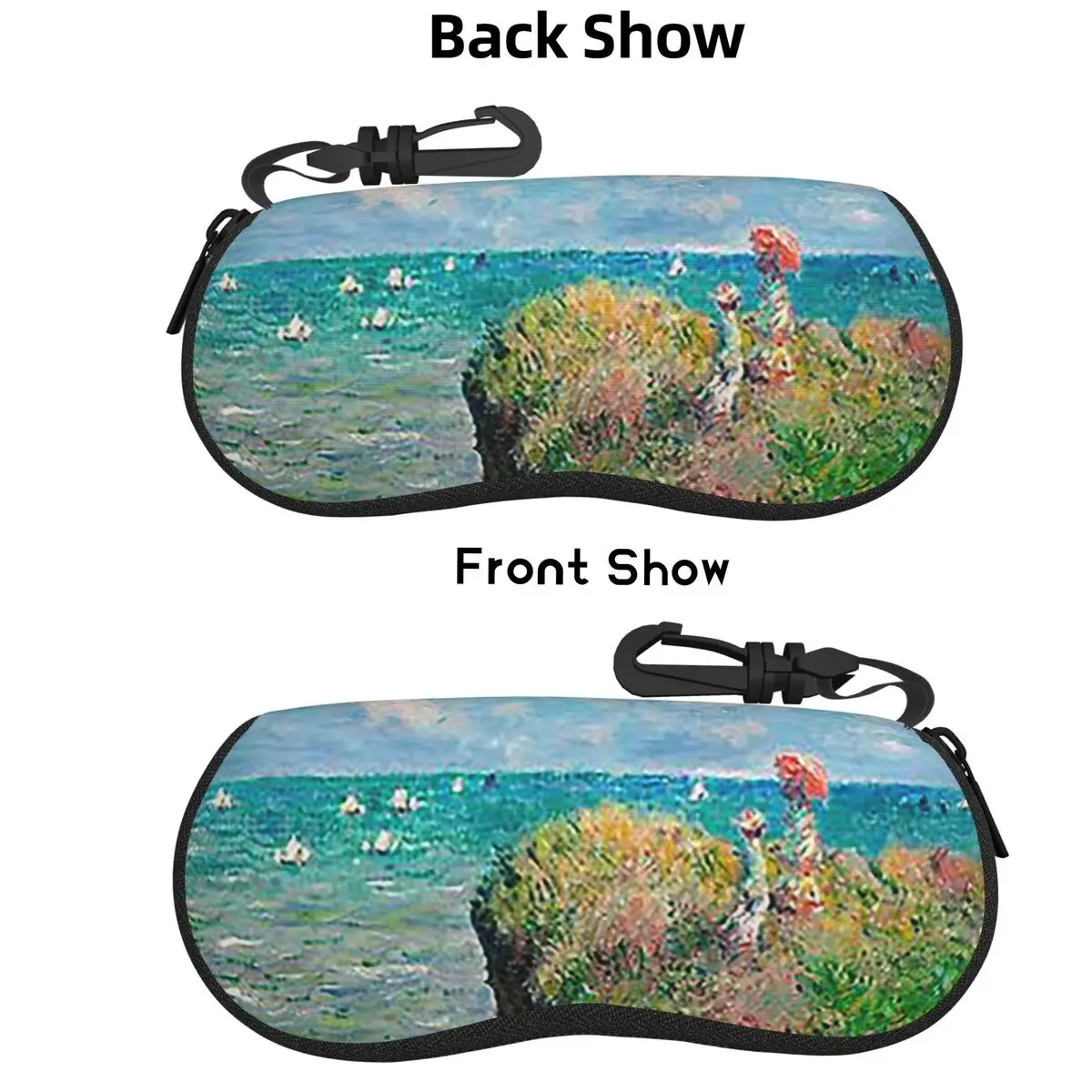 

1882-Claude Monet-Cliff Walk At Pourville Shell Glasses Case Protective Sunglasses Box Women Men Soft Eyeglass Bag Pouch