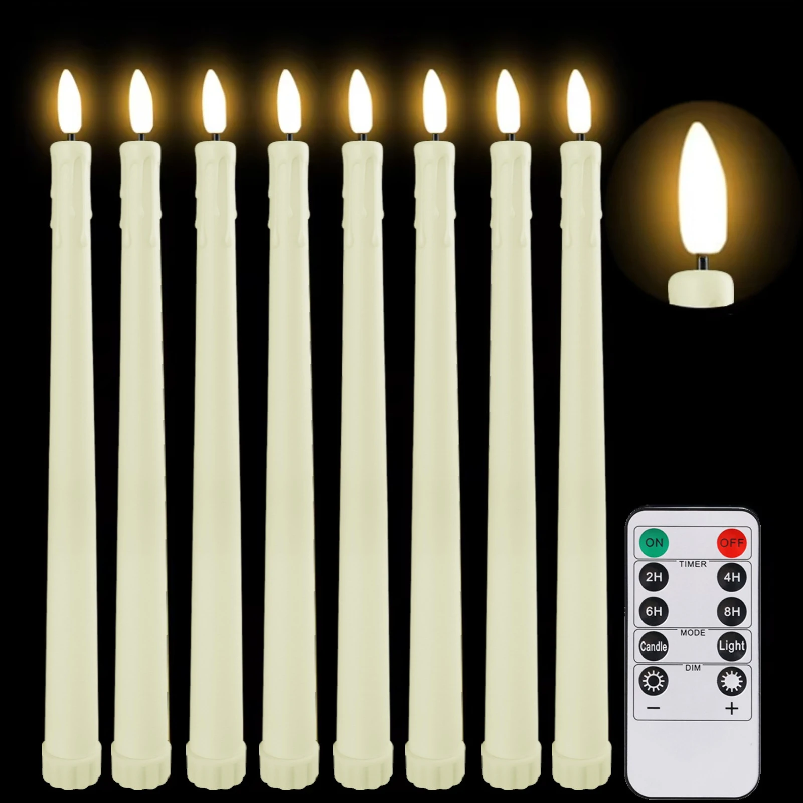 6/12pcs LED Flameless Taper Candles Flickering Electric Long Candle Light Dinner Candle Candlesticks Decor Party Wedding Home