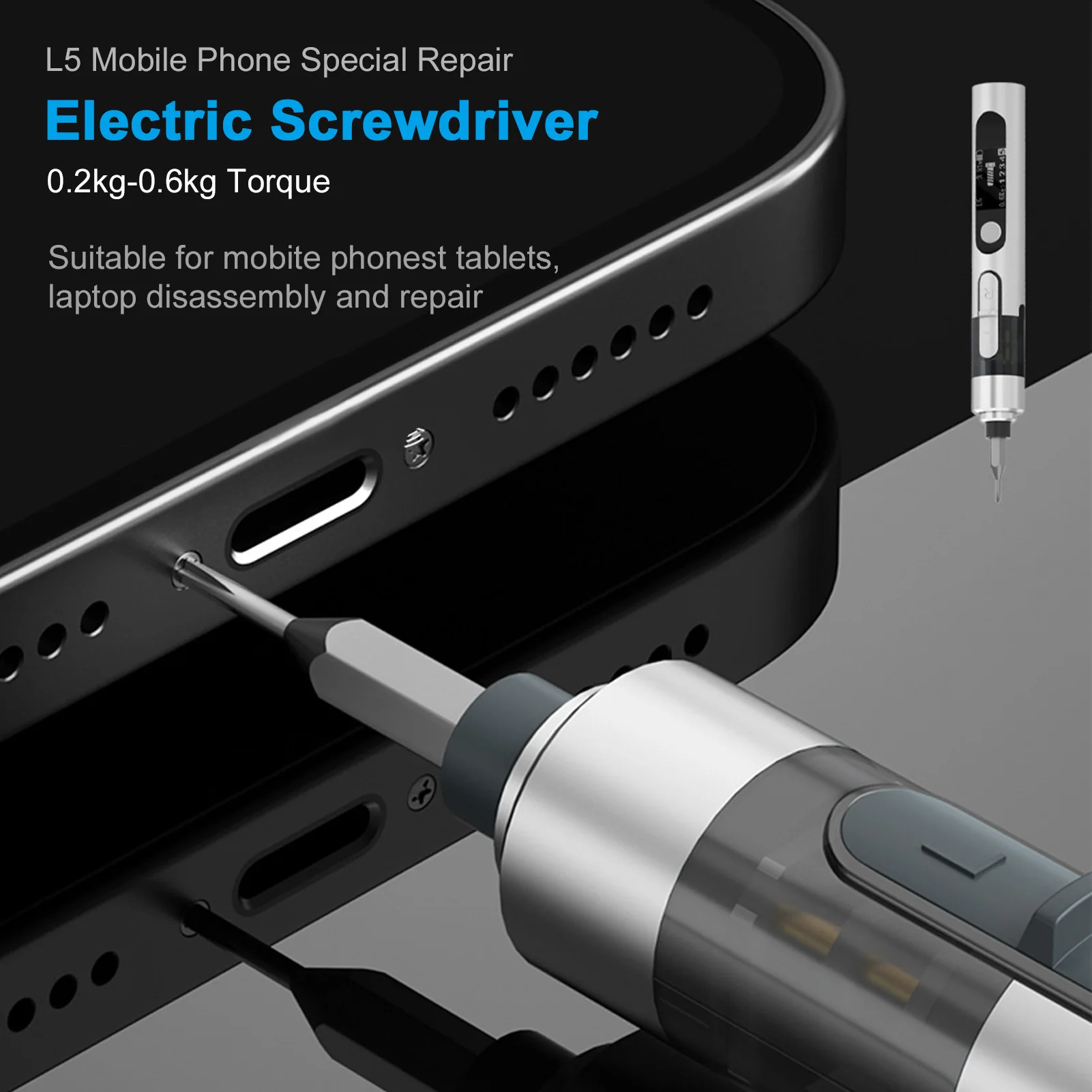 Smart Electric Screwdriver with Dual Torque Adjustment Strong Magnetic Adsorption Bits Appliances Phone Disassembly Repair Tool