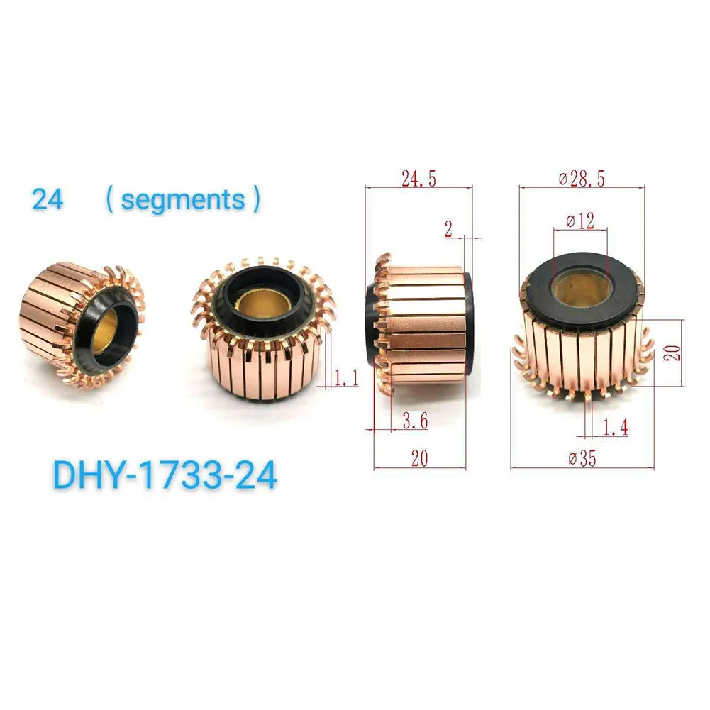 08 10 High-power Cutting Machine Commutator 24P Teeth Copper Hook Type Electrical Motor Commutator Mm Automation Transmission