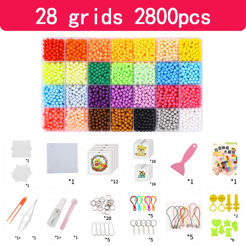 DIY 5mm 2800 stücke perle Set Refill Perlen Puzzle Kristall Wasser Spray magische Perlen Set Ball Spiele 3D handgemachte Magie Spielzeug Für Kinder