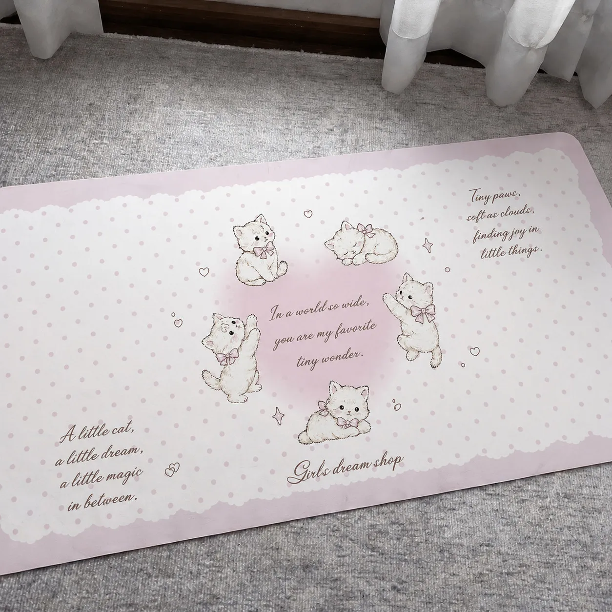 Korean Ins Cute Cat Anime PU Leather Desk Pad Protector Non-Slip Large Mouse Pad Mat Pc Home &Office Desk Mat Laptop Desk Pad