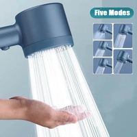 5 Modes Boost Shower Head High Pressure Water Saving Portable Sprayer Filter Rainfall Supercharged Handheld Bathroom Showerhead