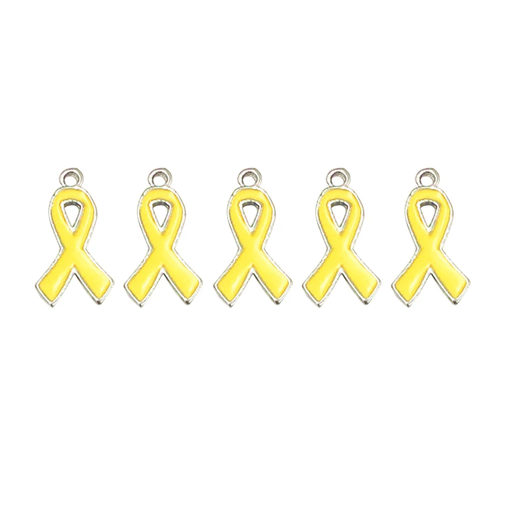 

50pcs Elegant Metal Ribbon Pendant Alloy Charms Jewelry Making Accessories for Women Lady Girls (Yellow)