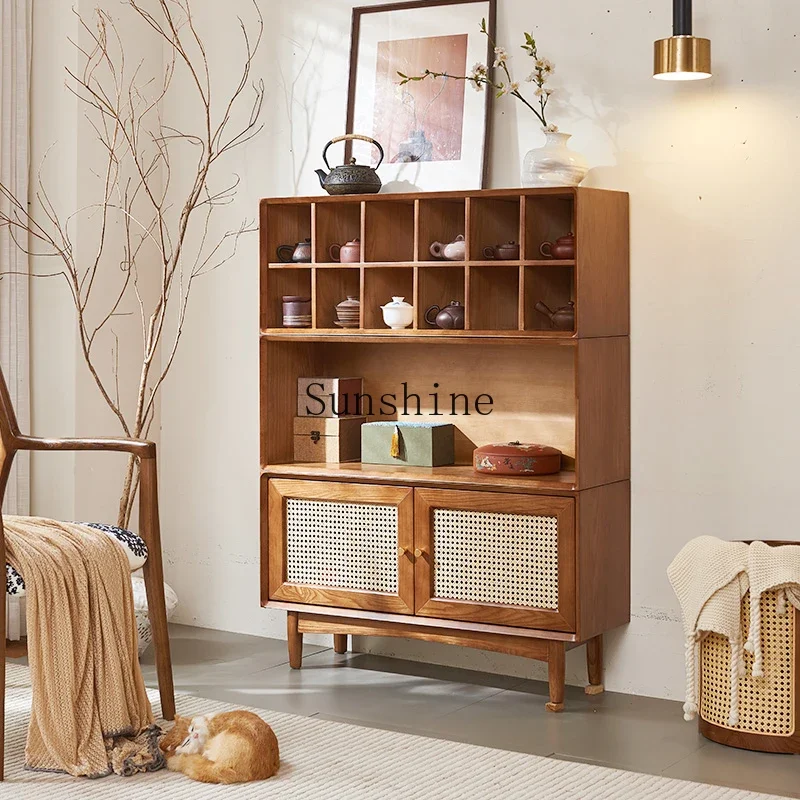 Tea room rattan furniture Bogu frame small entrance storage multi-functional combination display cabinet  FT