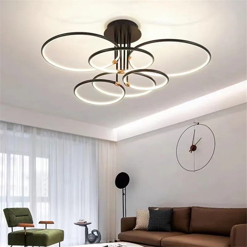 

Luxury ceiling light art gold ring light led minimalist restaurant bedroom kitchen home decor luxury metal art design light