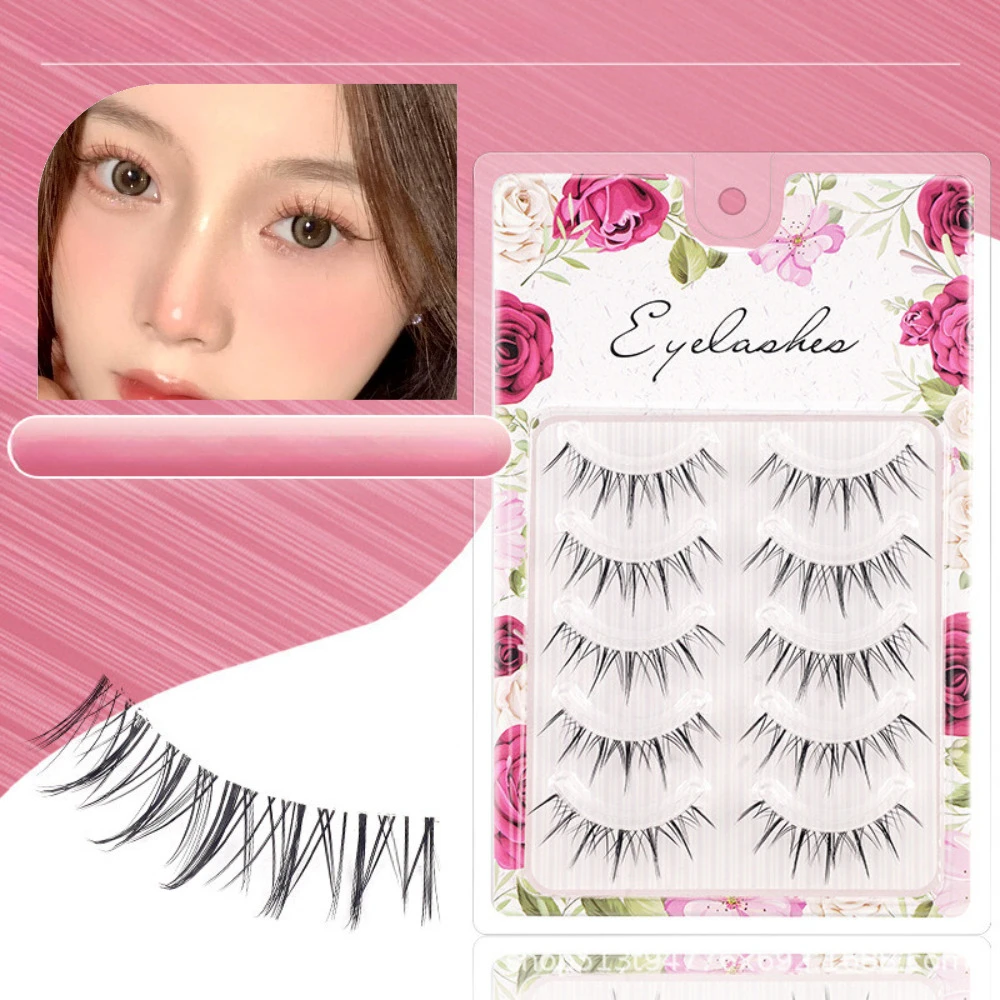

5 Pairs Thai Makeup False Eyelashes One Piece Wild Sense Mom Style Fake Eyelashes Natural Transparent Fine Stem Lashes