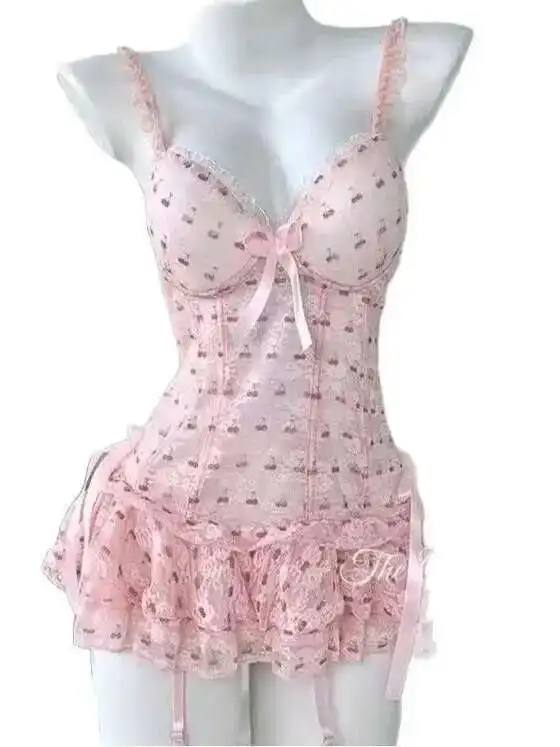 è come l'amore una tentazione sexy di lingerie seducente riunisce e rinfrescante insieme gilet con fiocco floreale per mostrare il fascino di mezzanotte UT40