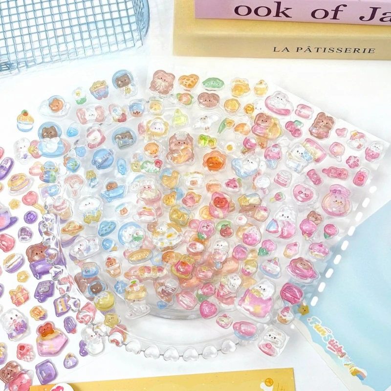 

3D-наклейки из кристаллов: милые объемные рельефные стикеры для телефона, скрапбукинга, мультяшные объемные наклейки для поделок и декора в стиле каваи