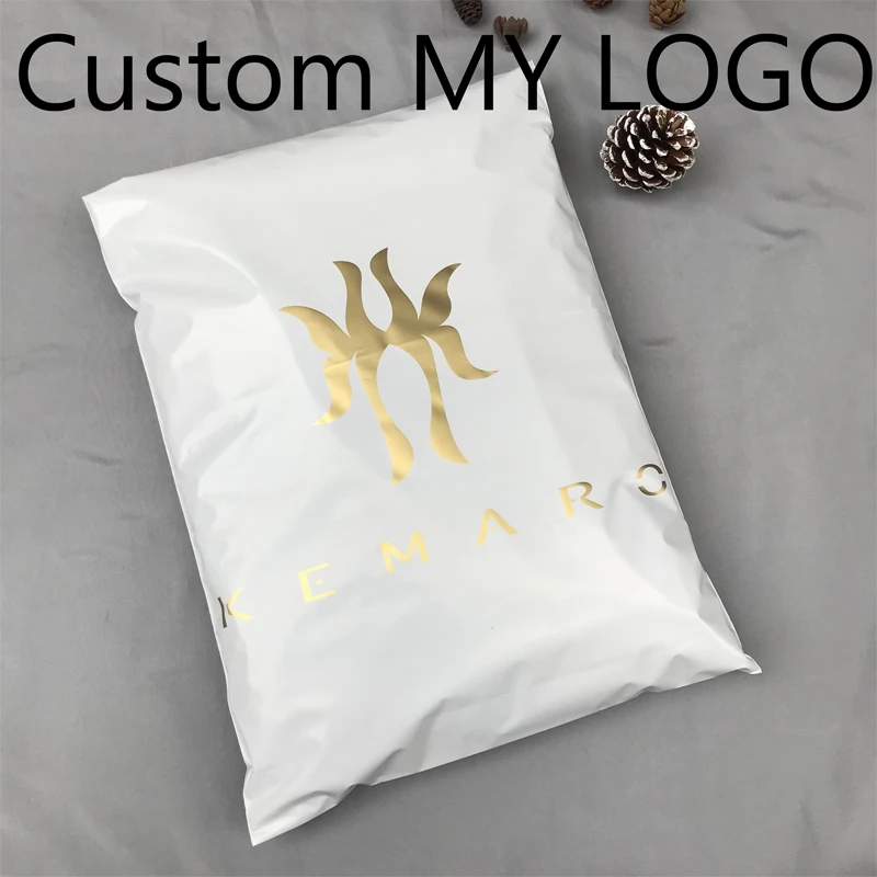 custom poly mailer with logo gold shipping bags Delivery mailer bags courier bags with logo for clothing