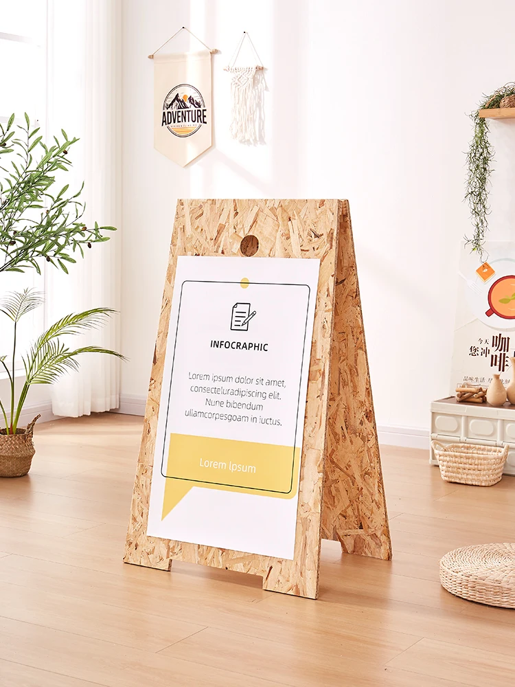 45x90cm V Shape Signboard Shop Door Billboard Custom Standing Display Advertising Plate wooden A-board Creative Personality