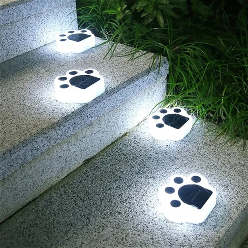 LED Solar Garden Light Outdoor Waterproof Garden Decoration Dog Cat Animal Paw Print Lights Path Lawn Lamp String Paths Light