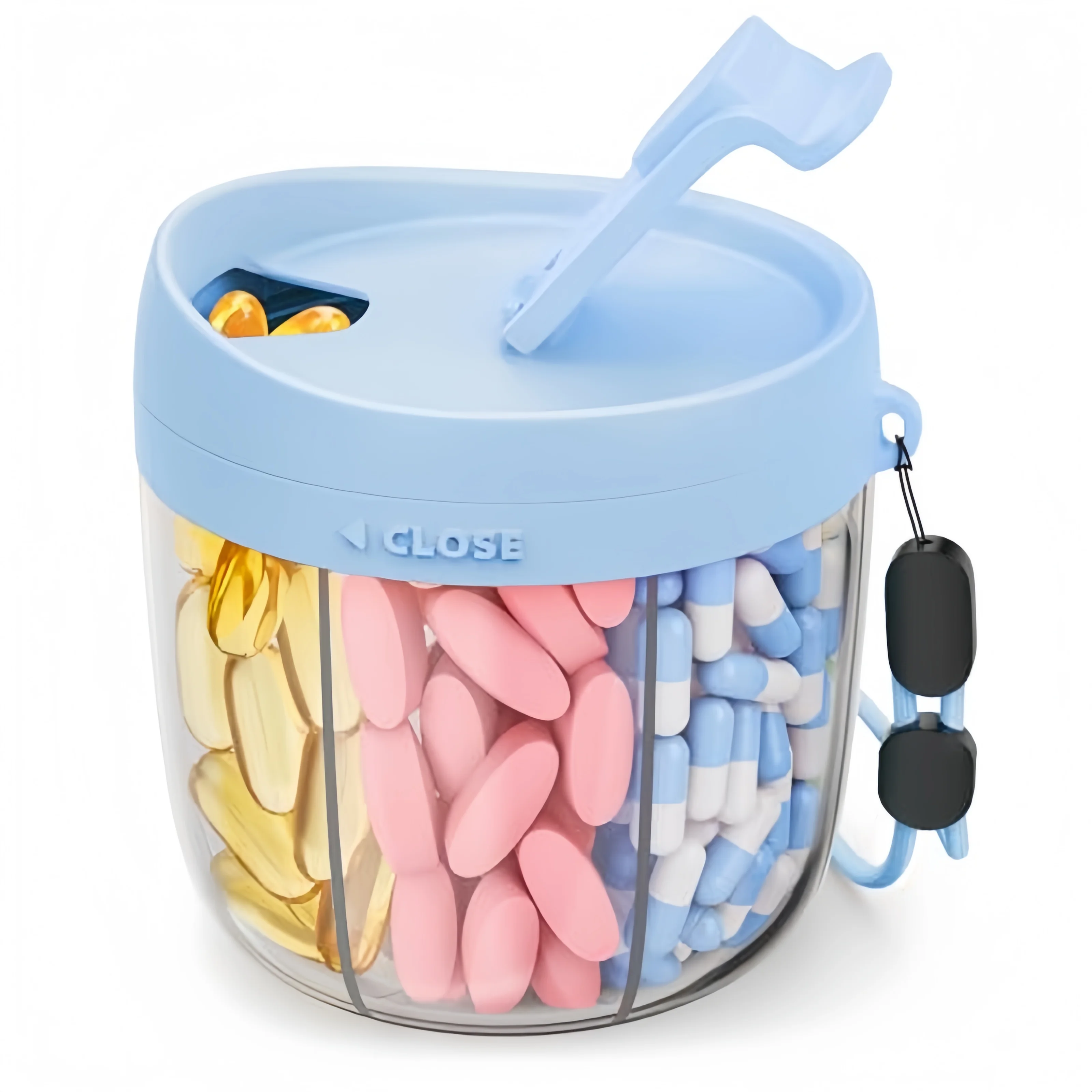 Cute Pill Dispenser with Anti-Mix Design,7-Slot, BPA-Free, Patented | Portable Travel Pill Organizer, Wide Mouth for Easy Access