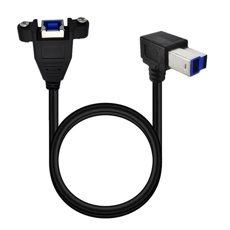 

0.5m USB 3.0 B Male to B Female With Ear Lock Screw Panel Cable, Female Head Lock Screw Cable, USB 3.0 Elbow Printing Data Cable