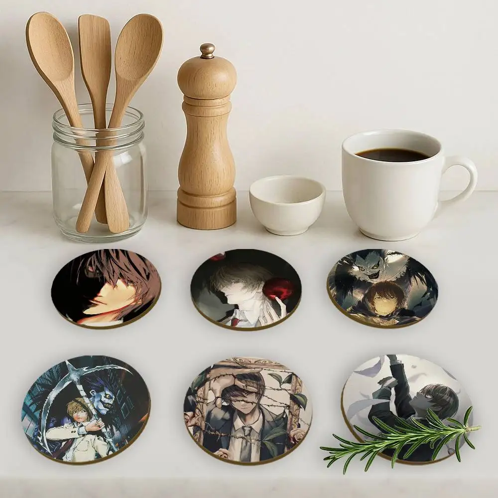 Anime Y-Yagami Classics L-Light 2D Wooden Coasters Heat Resistant Non-Slip Holiday Birthday Gift Durable