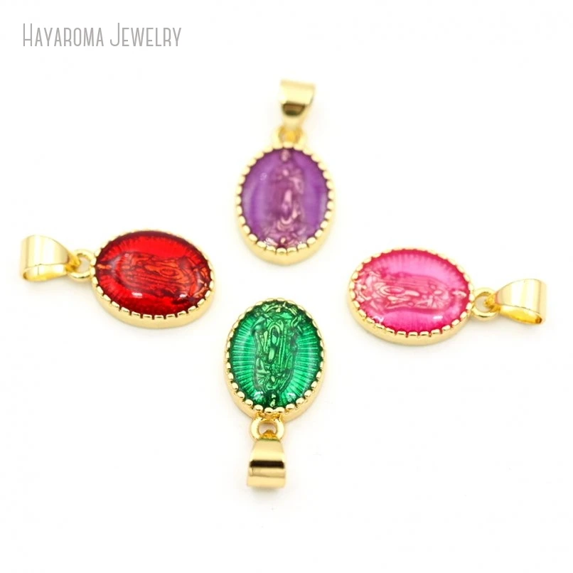 

2Pcs Wholesale Copper Oval Face Religious Madonna Gold Color Metal Pendant Christian Jewelry Charms PM52999