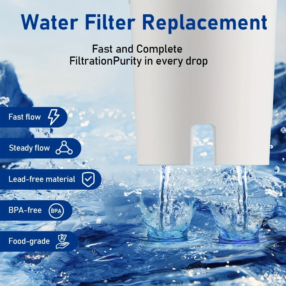 Waternoble Pitcher Replacement Filters for Brita & More Pitchers and Dispensers Reduces Cadmium Mercury Copper BPA Free 6 Packs