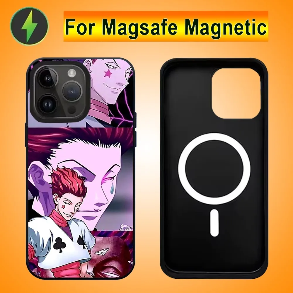 H-hisoka-anime h-hunters-x-hunterer telefon pouzdro pro iPhone 15 14 13 pro maxi 11pro 12 mini mala alex zrcadlo pro MagSafe bezdrátový nabíjení