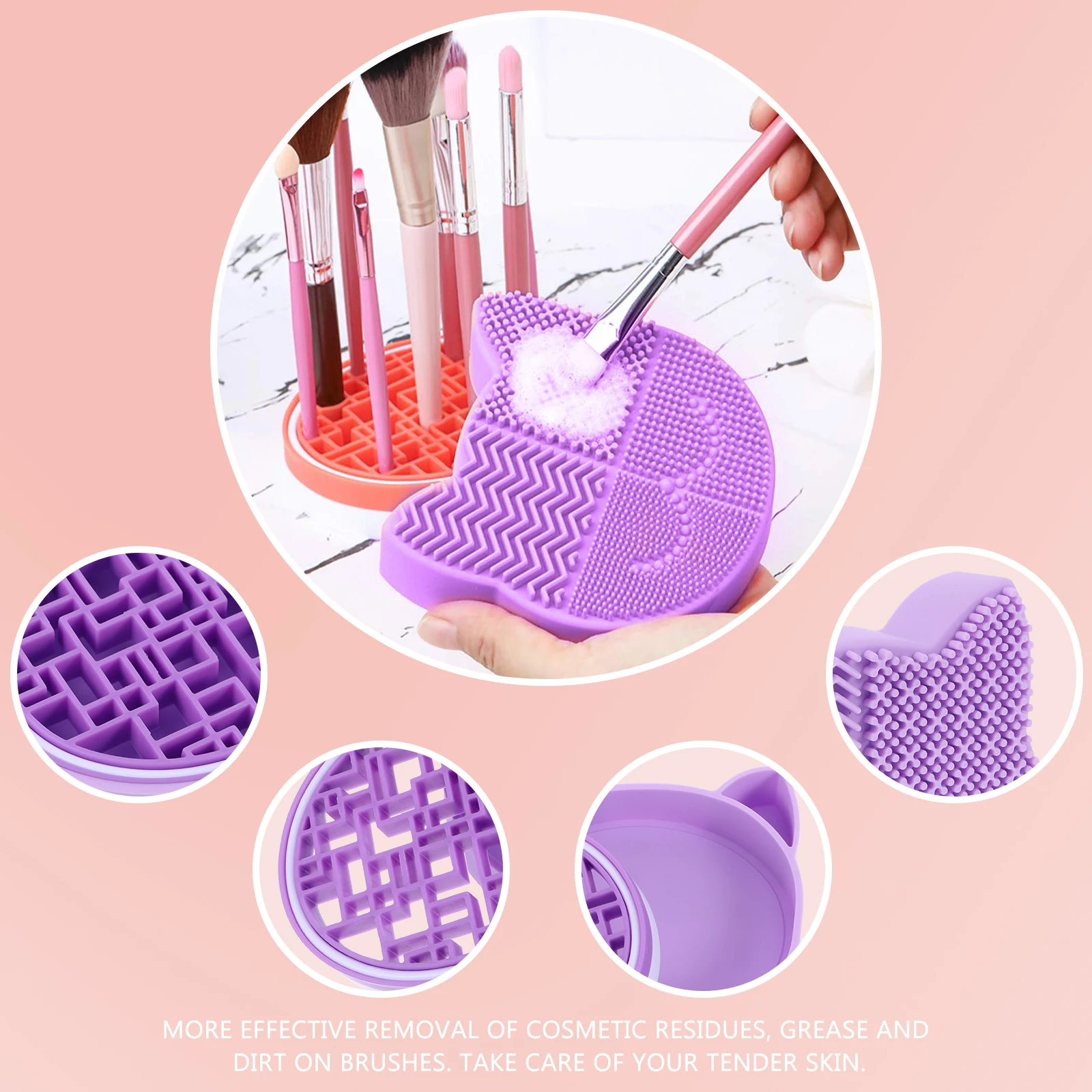 

Silicone Makeup Brush Cleaning Box Washable Reusable Fast Drying Mat Scrubber Pad Stand Holder for Brush Storage