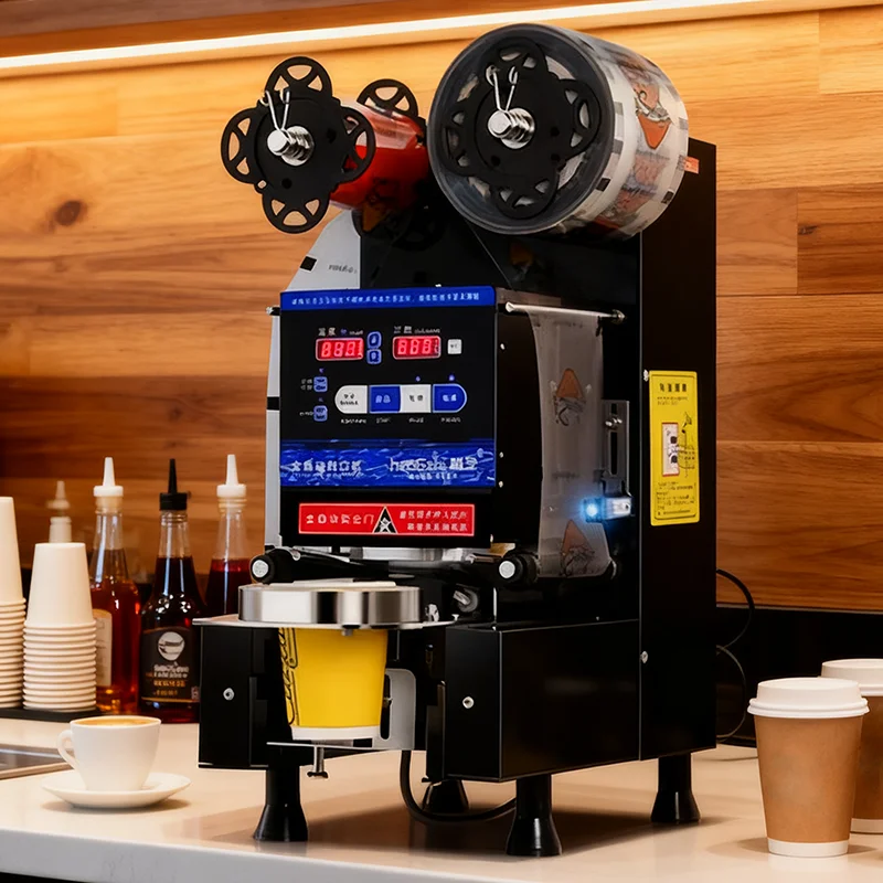 220/110V Stainless Steel Boba Tea Filler Sealer Electric Automatic Sealing Machine for Bubble Tea Equipment 9/9.5cm Coffee Shop