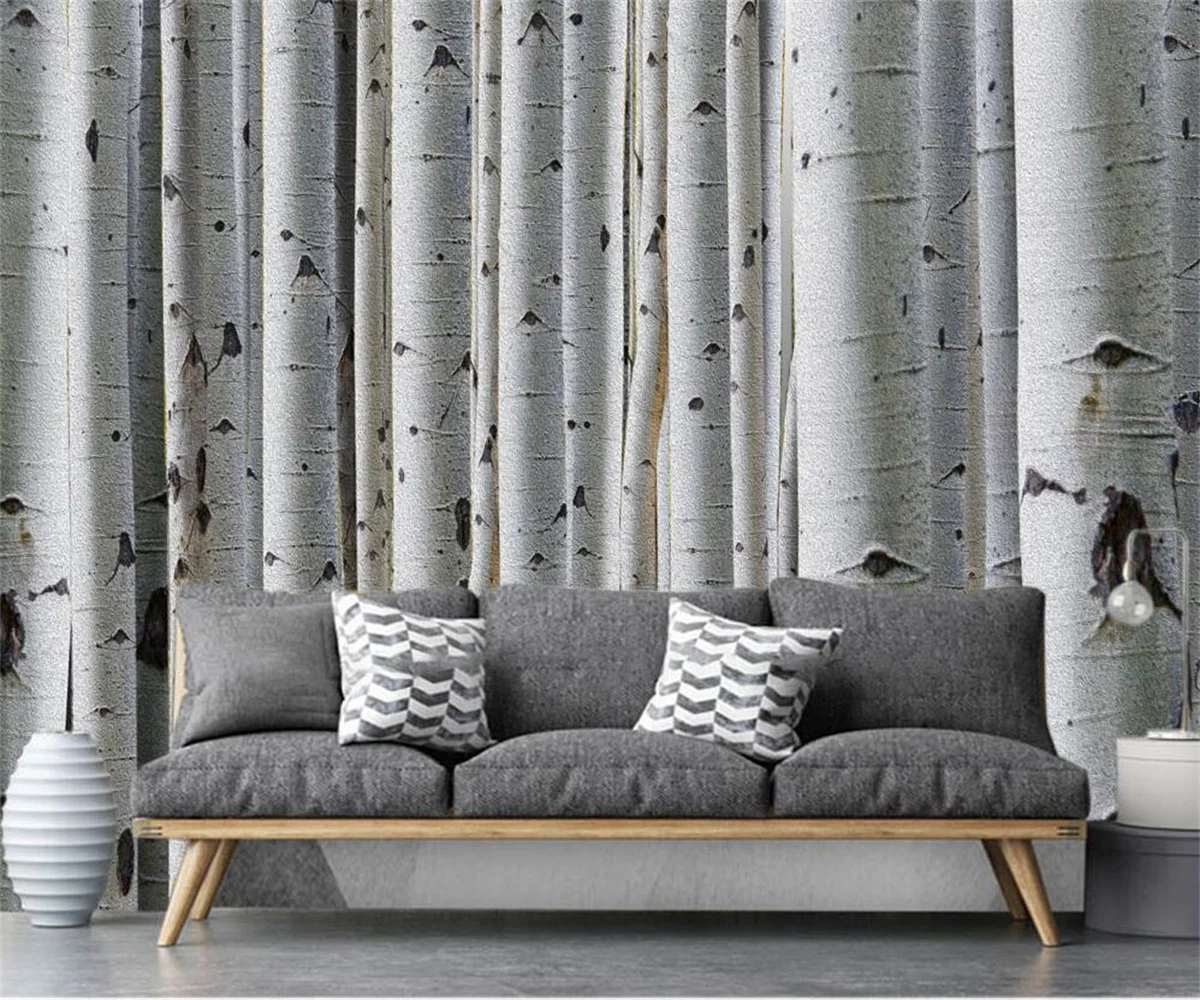 

Custom photo wallpaper modern minimalist hand painted woods birch forest TV bedroom background home decor 3d wallpaper