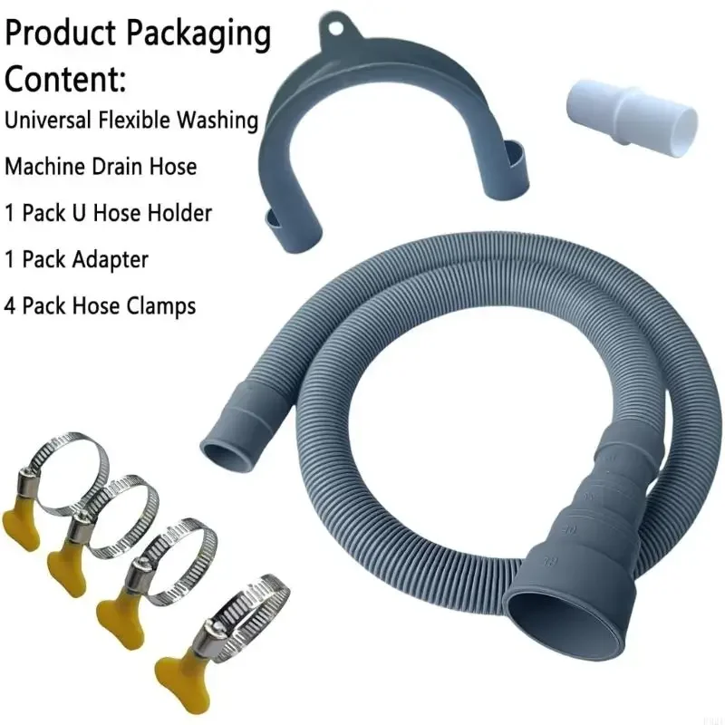 F92F 7Pcs Flexible Drain Hose Extension Pipe For Washing Machine And Dishwasher