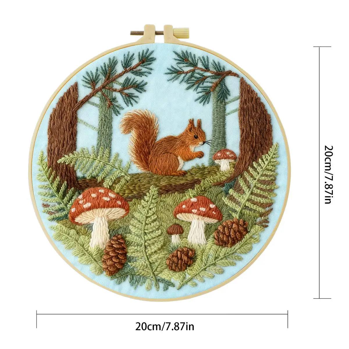1 Stück 20X20CM/15X15CM 7,87/6,3 Zoll Die Eichhörnchen im Wald Stickerei-Starter-Kit DIY-Kit DIY-Stickerei-Set Handarbeiten – Detail 3